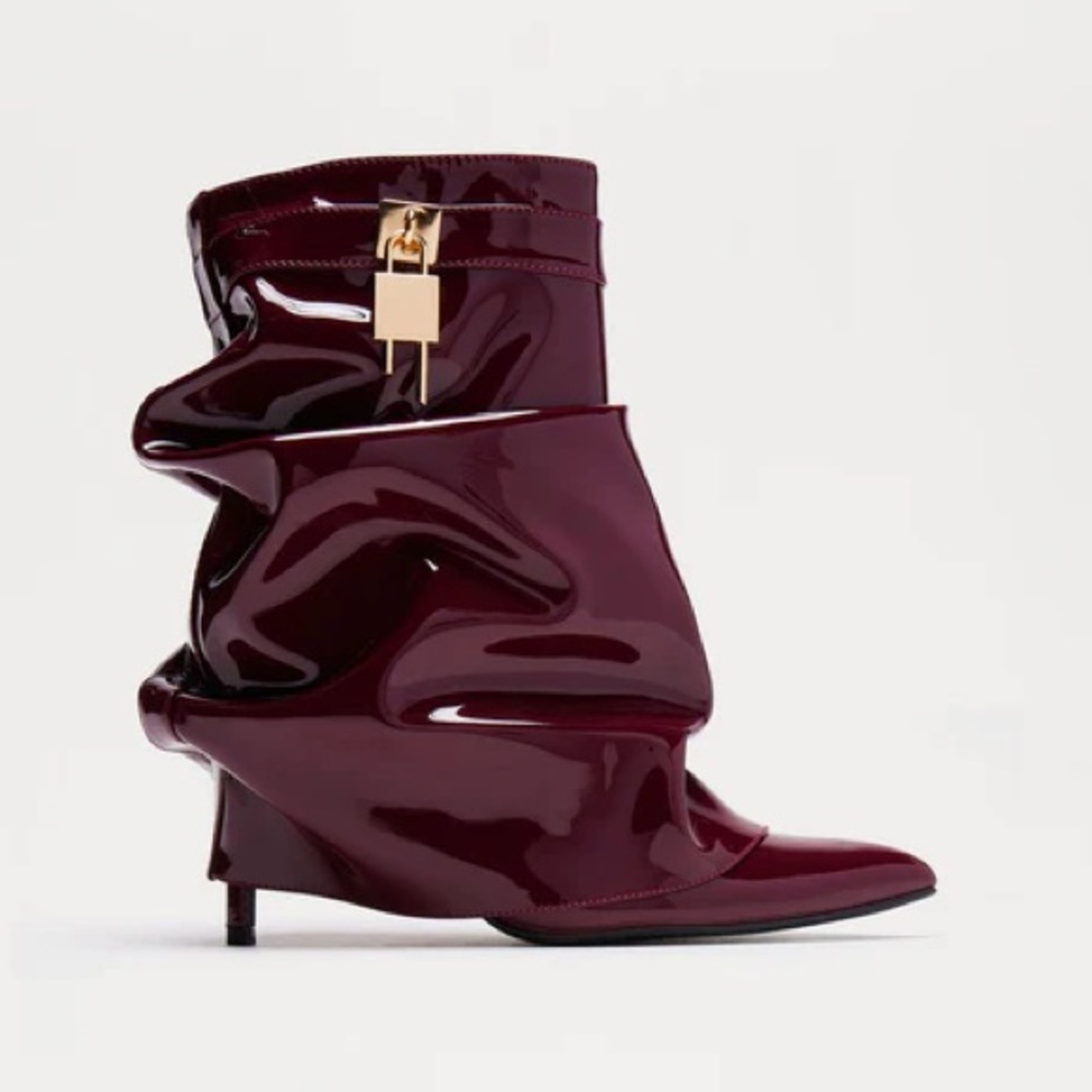 Haddon Patent Booties - Burgundy